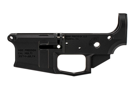 Aero special edition stripped lower for AR-15 features a flag engraving and black anodized finish